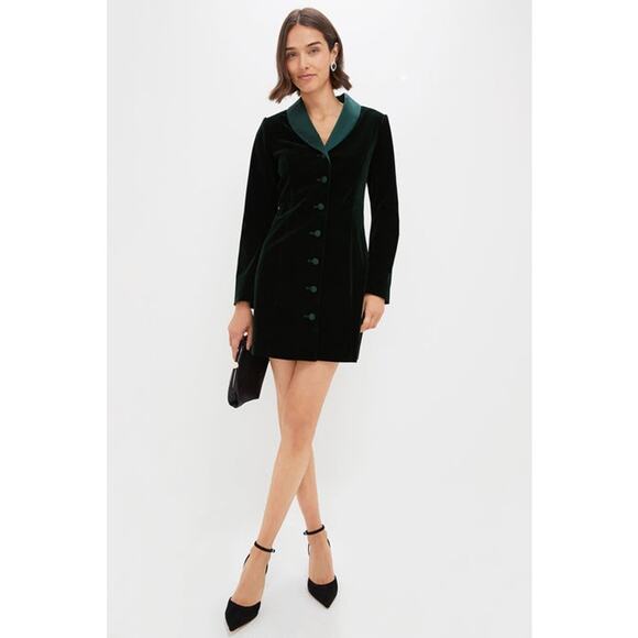 TUCKERNUCK Pomander Place Dark Green Velvet Stacie Dress NWT Size 4 - Picture 3 of 13